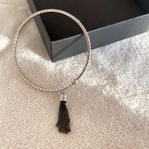 Delicate silver bracelet with rhinestones